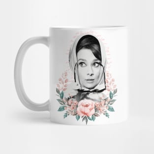 Audrey Hepburn T-Shirt Sticker Flowers Illustration Hoodie Notebook T-Shirt Mug